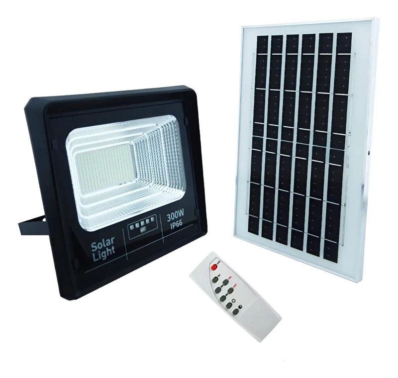 PROYECTOR LED SOLAR 300W CON 252 LEDS Y PANEL SOLAR - 1