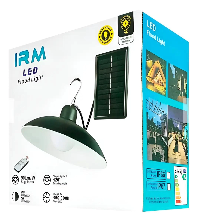 LAMPARA COLGANTE EXTERIOR CON PANEL SOLAR 40 HORAS - 1