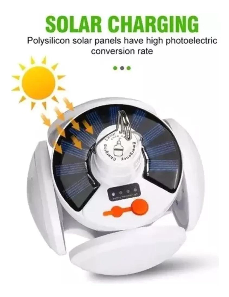 PACK 4 AMPOLLETAS LED SOLARES RECARGABLES 40W - 5