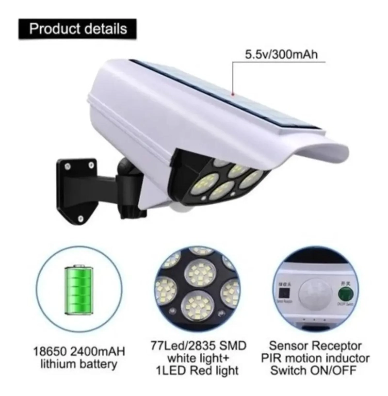 FOCO SOLAR CON SENSOR DE MOVIMIENTO Y CONTROL REMOTO - 3