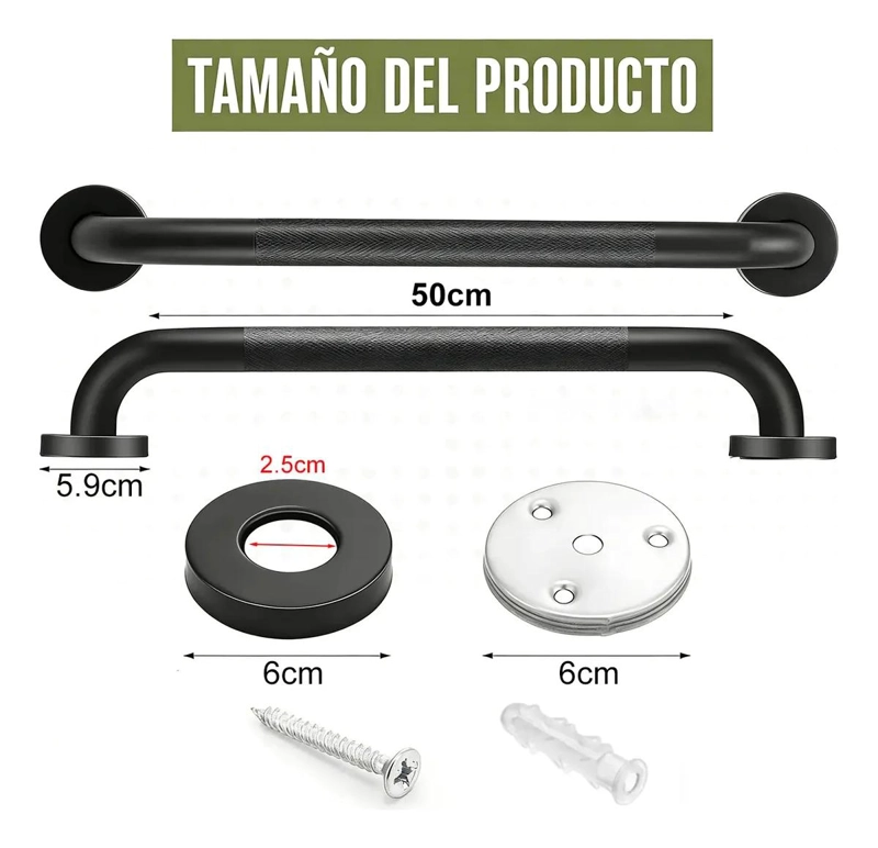 BARRA DE SEGURIDAD PASAMANOS ACERO INOXIDABLE 50CM - 5