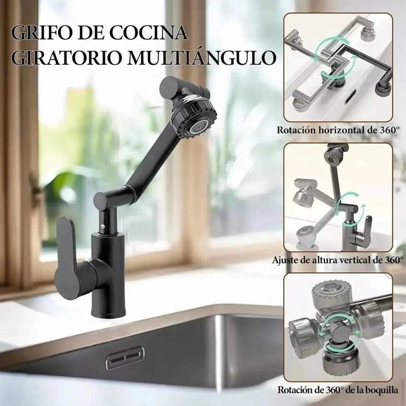 LLAVE MONOMANDO PARA LAVAMANOS CON CUELLO GIRATORIO 1080° - 3
