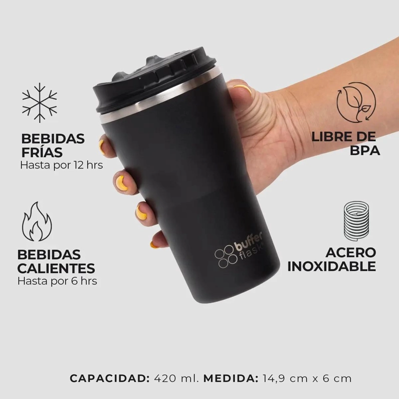 VASO TERMO ACERO INOXIDABLE 400ML CON TAPA - 3