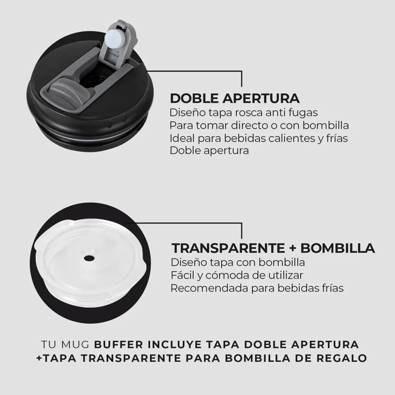 VASO TERMO ACERO INOXIDABLE 400ML CON TAPA - 5