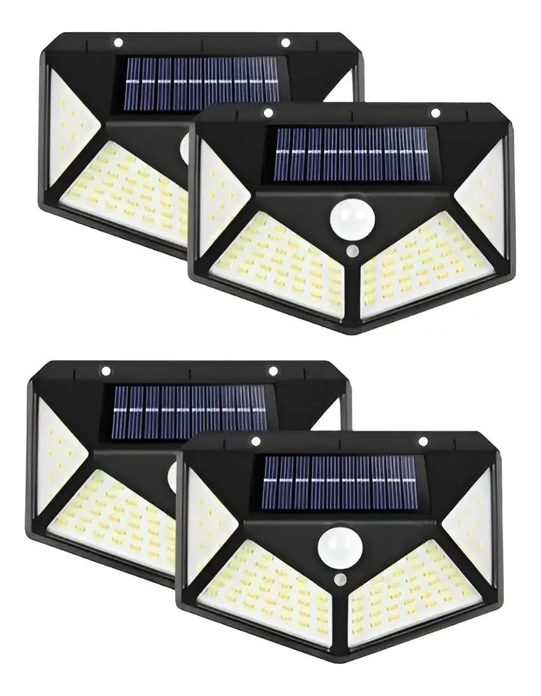 FOCO SOLAR 100 LED CON SENSOR DE MOVIMIENTO X4 - 1