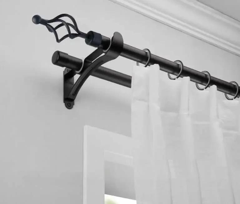 BARRA DE CORTINA DOBLE EXTENSIBLE 160X310 CM COLOR NEGRO - 2
