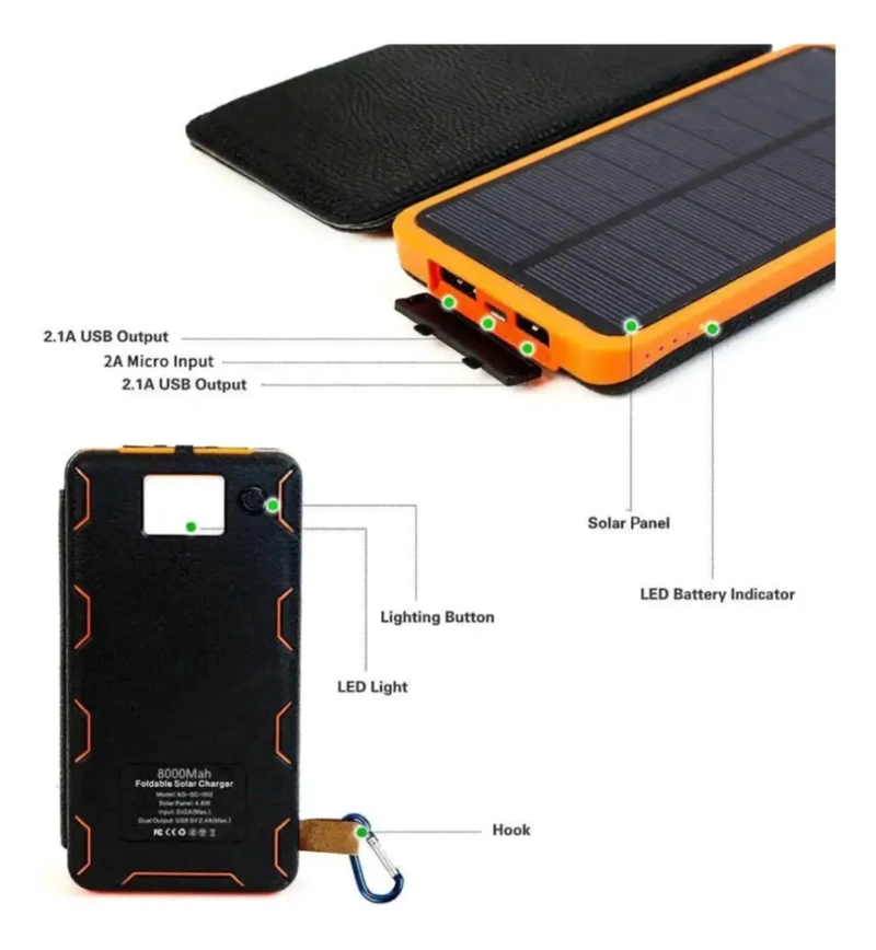 POWER BANK SOLAR MULTIUSO CON CARGA RAPIDA - 2