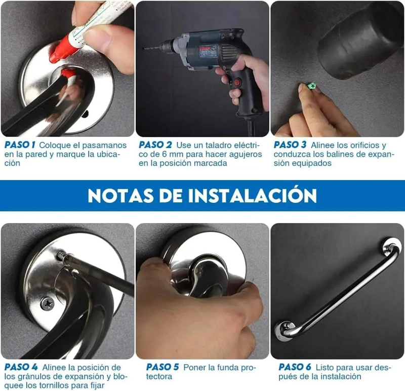 BARRAS DE SEGURIDAD DE APOYO 40 CM ACERO INOXIDABLE - 4