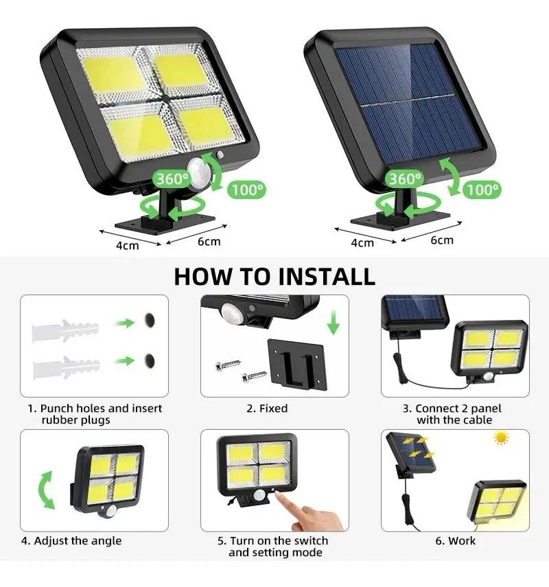 LAMPARA SOLAR 100W CON SENSOR DE MOVIMIENTO Y 128 LEDS - 3