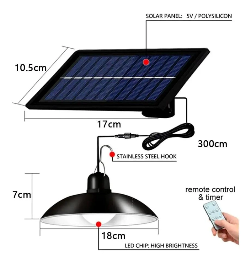 LAMPARA SOLAR DOBLE COLGANTE 240W CON CONTROL - 5