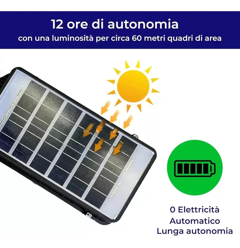 FOCO LED SOLAR EXTERIOR 1200W CON SOPORTE - 3