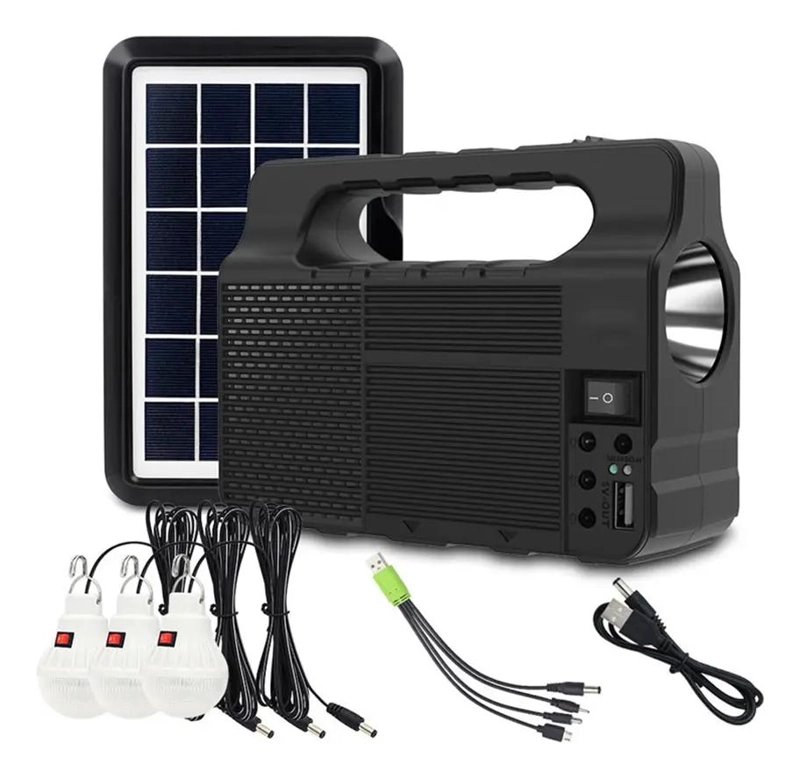 KIT SOLAR DE EMERGENCIA PARA CAMPING CON 3 AMPOLLETAS USB - 1