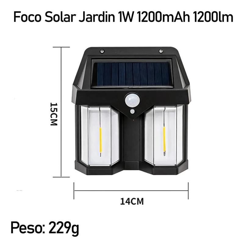 SET 6 FAROLES SOLARES DE PARED CON SENSOR Y LUZ CALIDA - 2