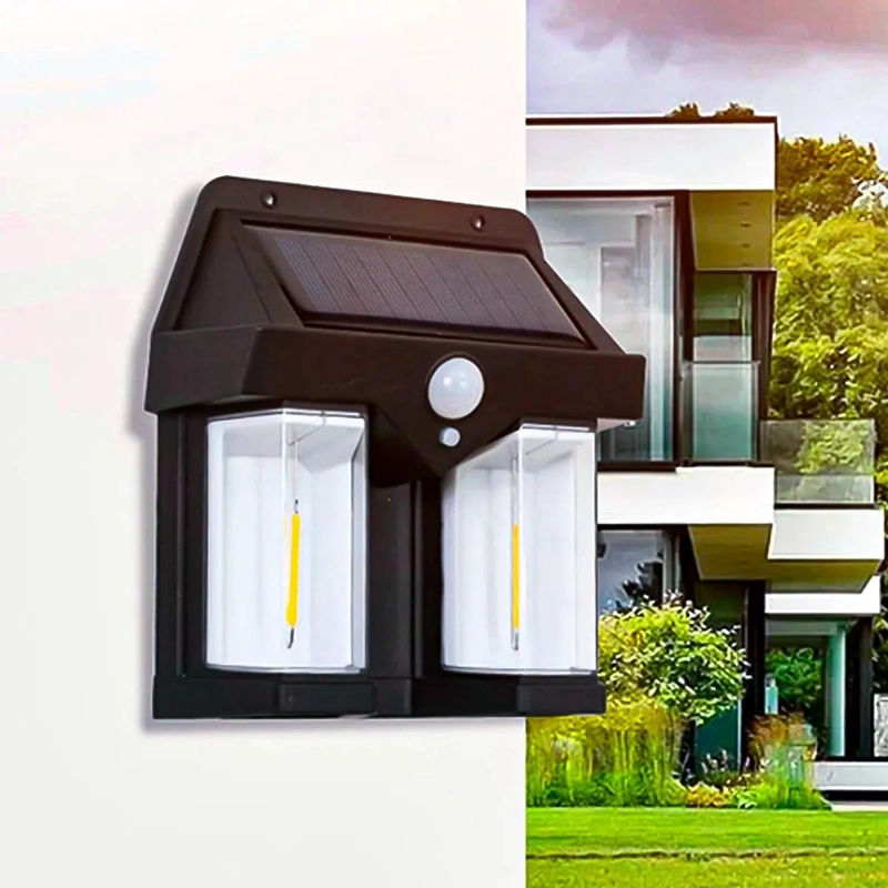 SET 6 FAROLES SOLARES DE PARED CON SENSOR Y LUZ CALIDA - 3