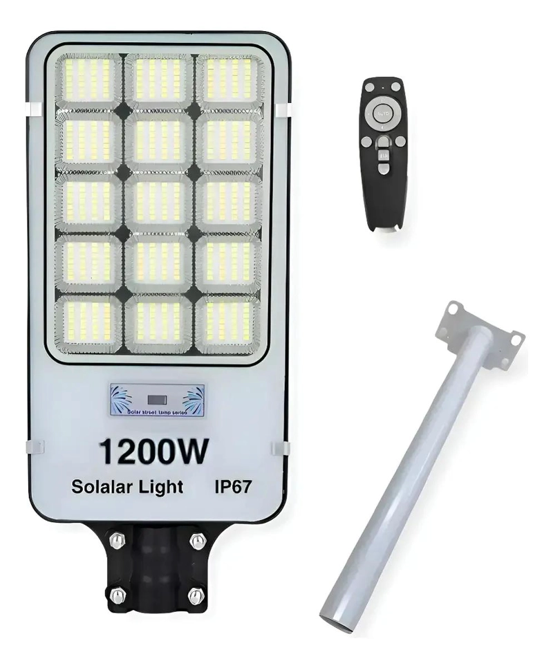 FOCO SOLAR EXTERIOR 1200W LUZ FIJA CON SOPORTE METALICO - 1