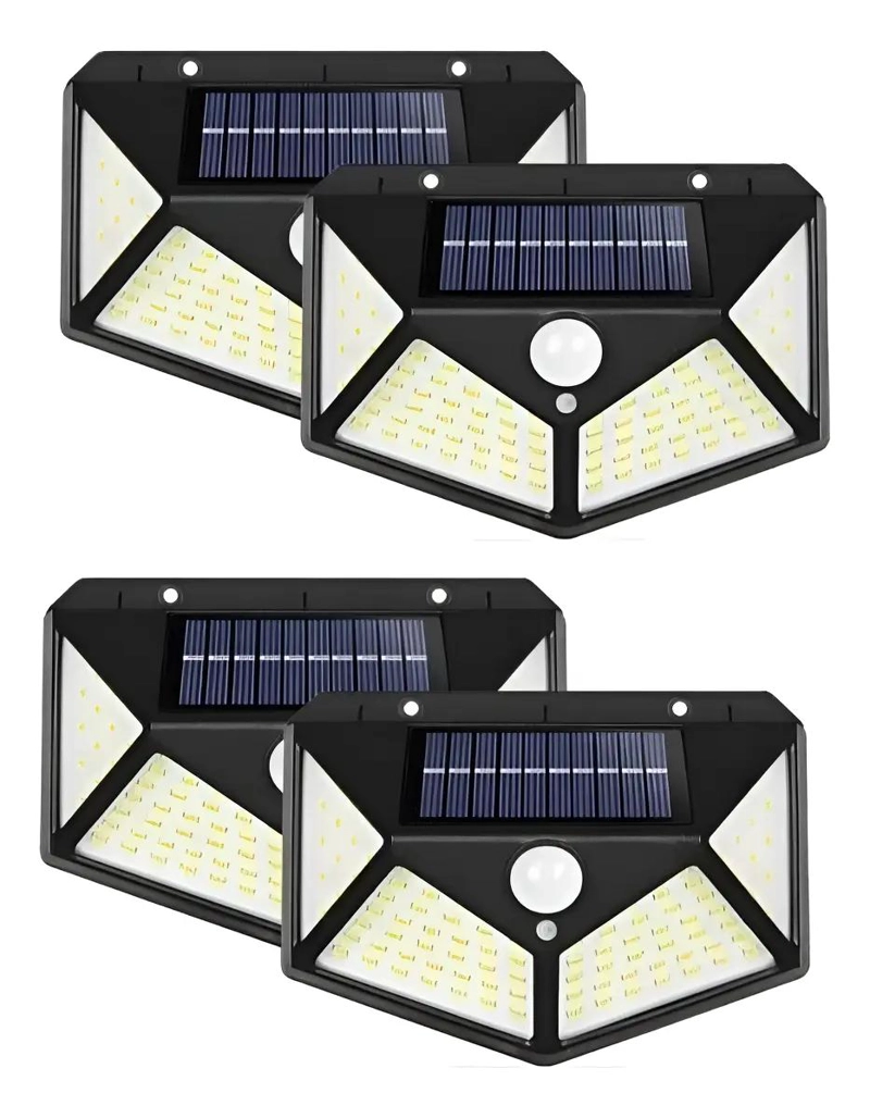 FOCO SOLAR 100 LED CON SENSOR DE MOVIMIENTO X4 - 1