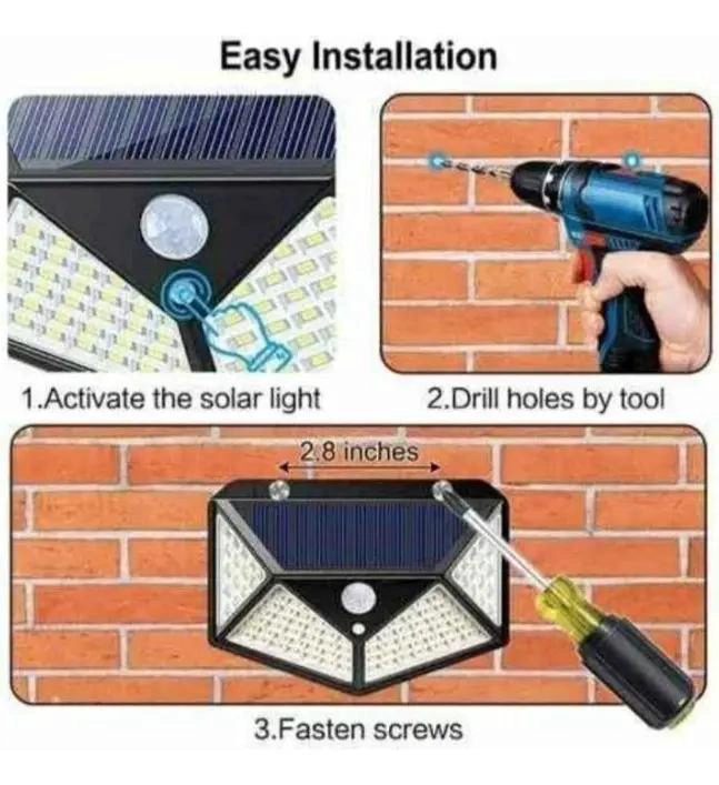 FOCO SOLAR 100 LED CON SENSOR DE MOVIMIENTO X4 - 2