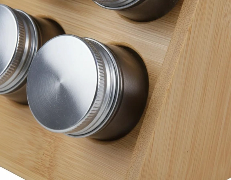 ESPECIERO DE MADERA BAMBU CON 8 FRASCOS - 3