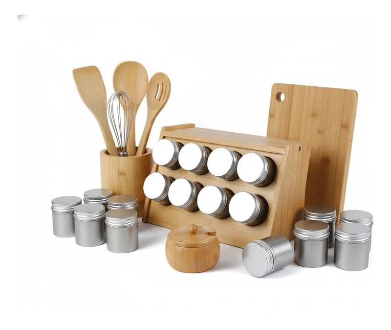 ESPECIERO DE MADERA BAMBU CON 8 FRASCOS - 4