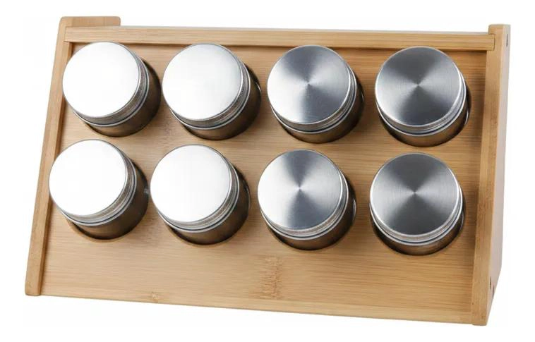 ESPECIERO DE MADERA BAMBU CON 8 FRASCOS - 5