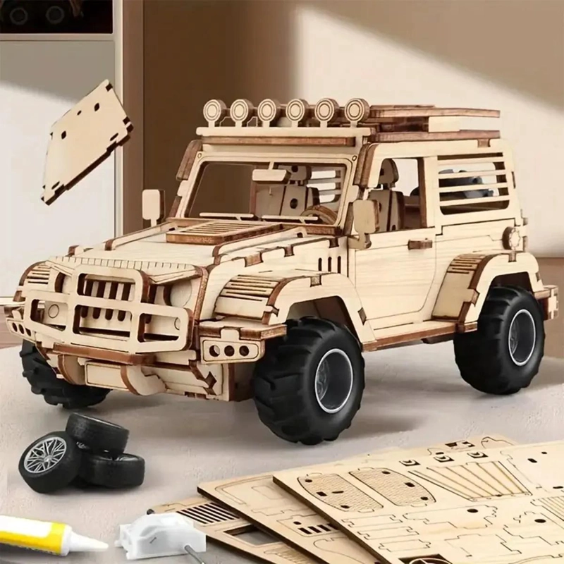 PUZZLE 3D DE MADERA JEEP EN ESCALA PARA NIÑOS - 3