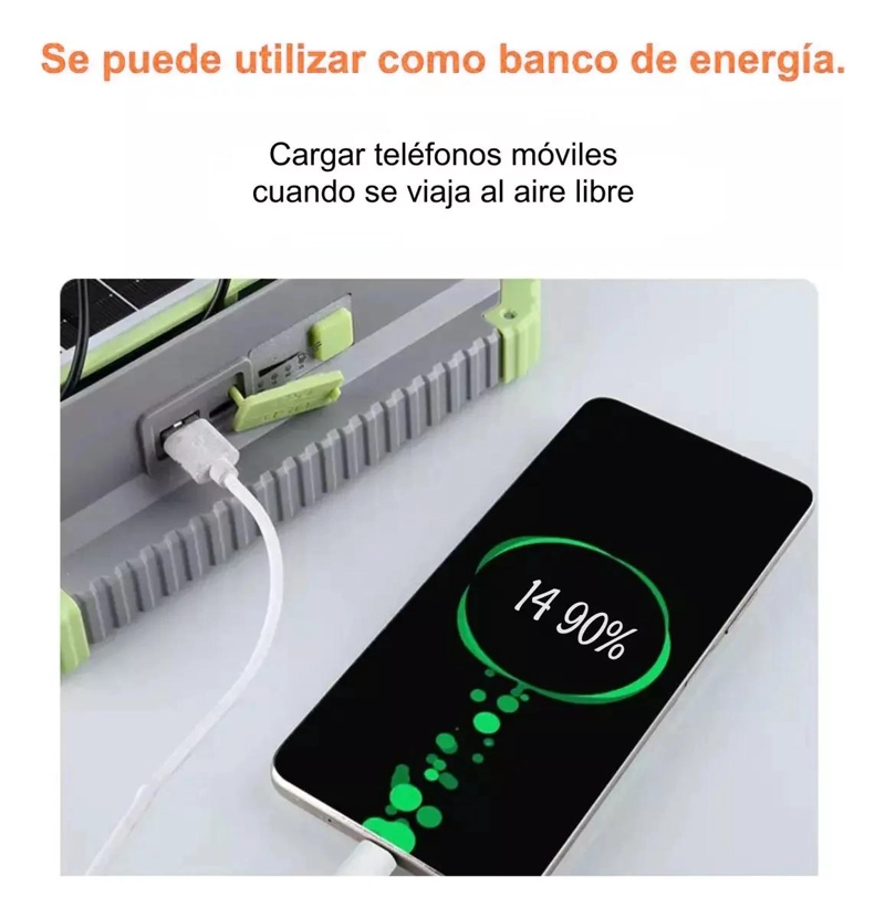 REFLECTOR LED PORTATIL RECARGABLE CON PANEL Y USB - 5