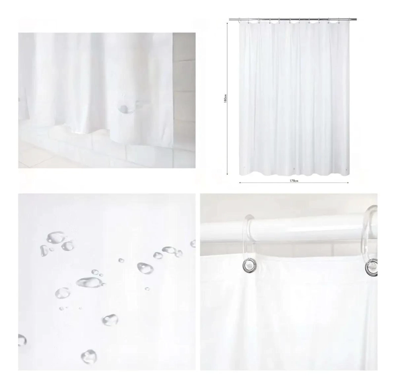 SET 5 PIEZAS CORTINA DE BAÑO TELA CON FORRO - 5