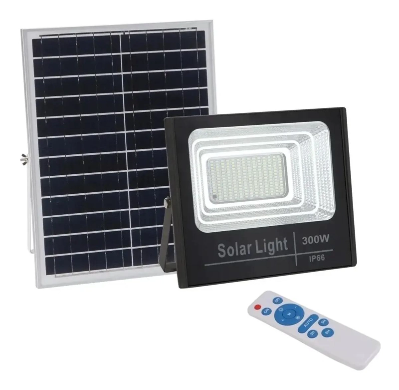 FOCO REFLECTOR 300W CON CONTROL Y PANEL SOLAR IP66 - 1