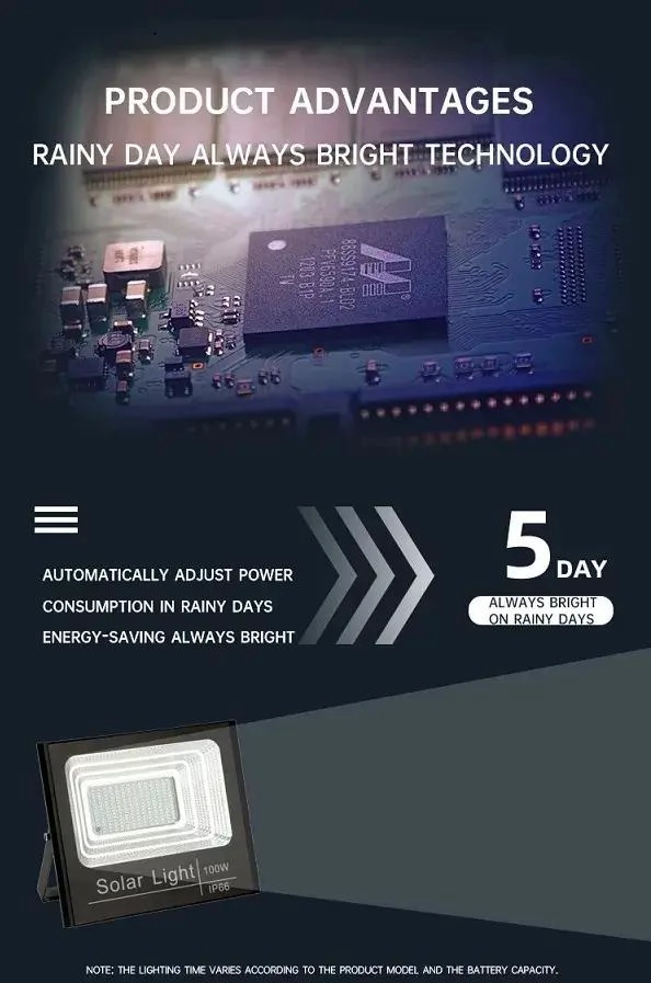 FOCO REFLECTOR 300W CON CONTROL Y PANEL SOLAR IP66 - 2