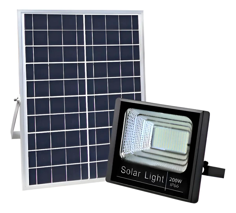 PACK 2 FOCOS SOLARES LED 200W LUZ BLANCA CONTROL REMOTO - 1