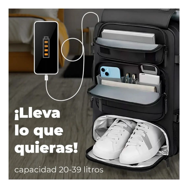MOCHILA MULTIFUNCIONAL IMPERMEABLE CON PUERTO USB - 4
