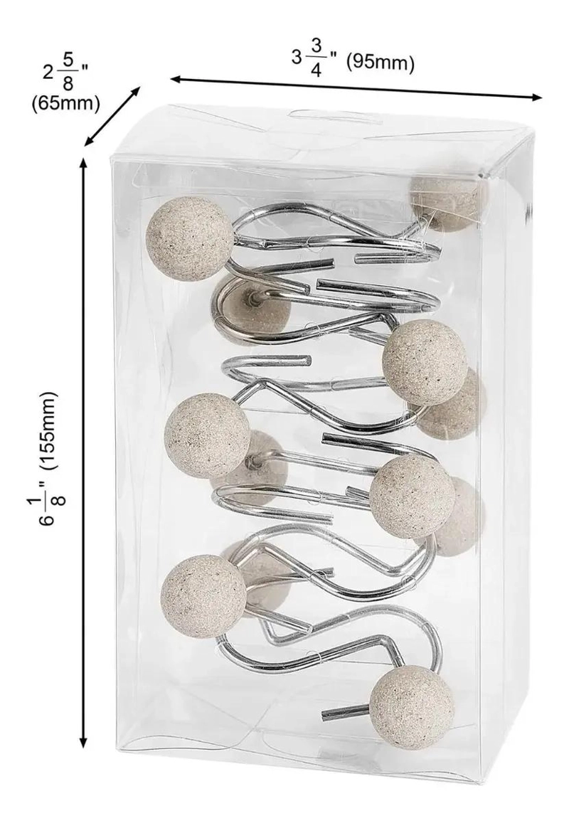 SET DE 12 GANCHOS BEIGE PARA CORTINAS - 5