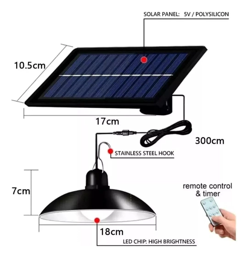 SET DE 2 LAMPARAS SOLARES CON CONTROL REMOTO - 4
