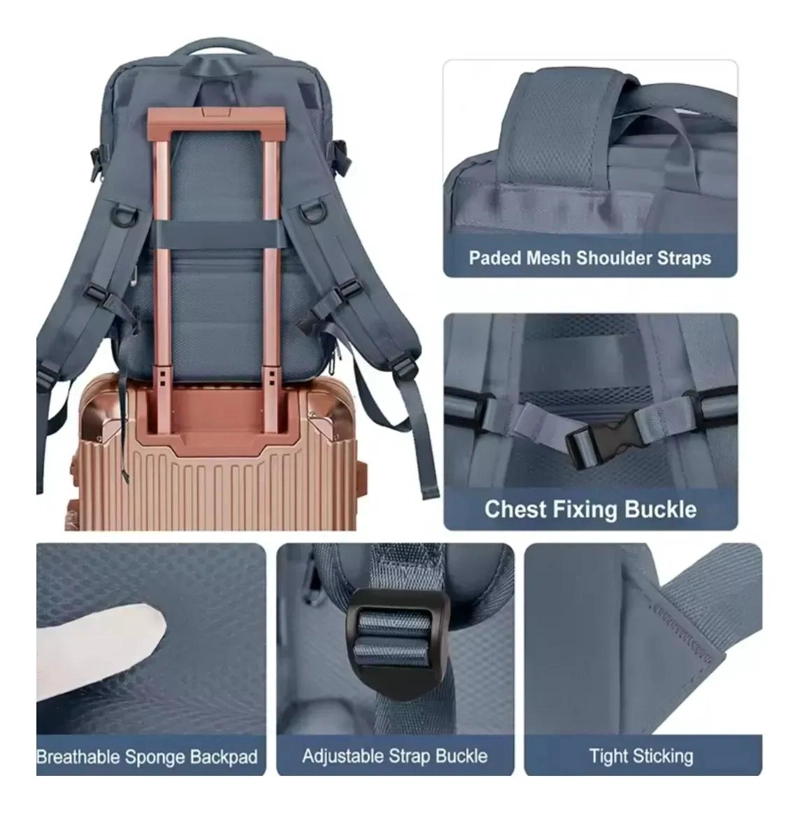 MOCHILA IMPERMEABLE ESPACIOSA PARA CABINA DE AVION - 2