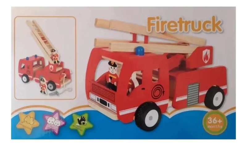 CAMION DE BOMBERO DE MADERA PARA NIÑOS - 4