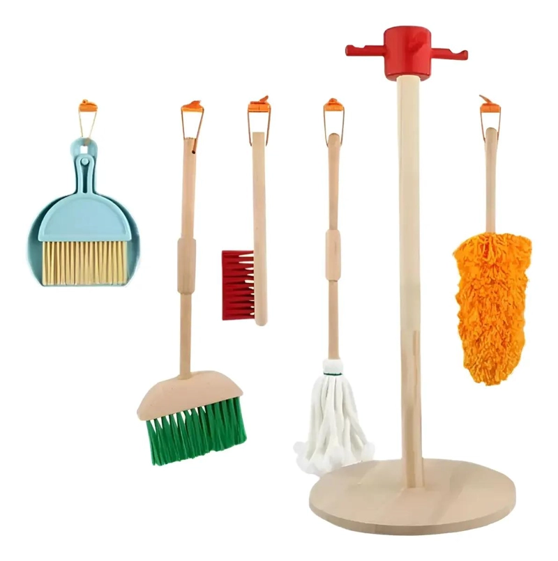 SET DE ASEO Y LIMPIEZA INFANTIL EN MADERA 6 PIEZAS - 1