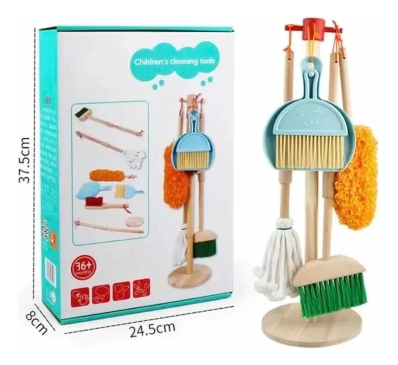 SET DE ASEO Y LIMPIEZA INFANTIL EN MADERA 6 PIEZAS - 4