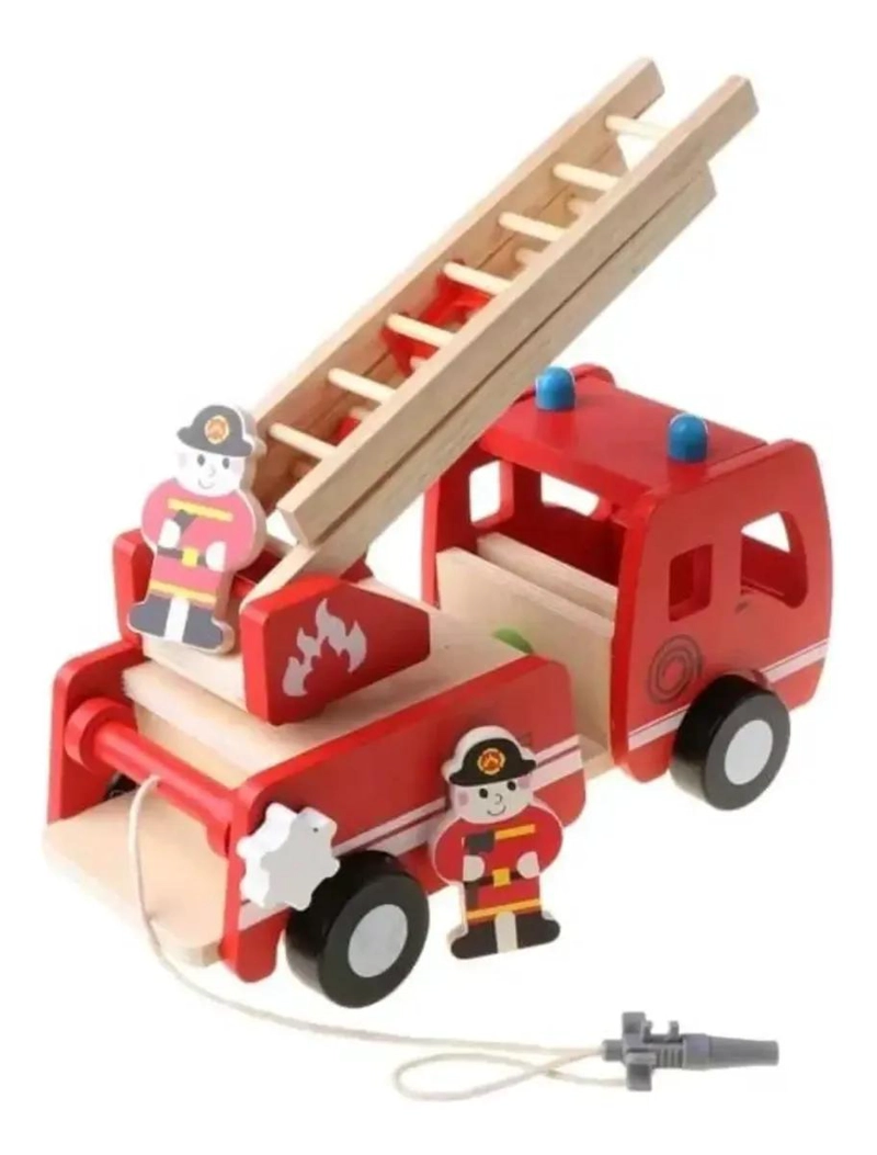 CAMION DE BOMBEROS DE MADERA PARA NIÑOS - 1