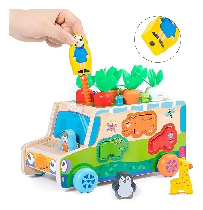 JUGUETE DIDACTICO DE MADERA AUTO ZANAHORIA PARA NIÑOS - 1