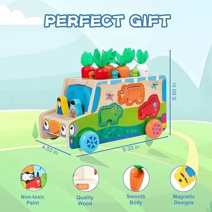 JUGUETE DIDACTICO DE MADERA AUTO ZANAHORIA PARA NIÑOS - 5
