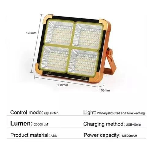 FOCO RECARGABLE 336 LED CON 5 MODOS DE LUZ USB Y SOLAR - 2