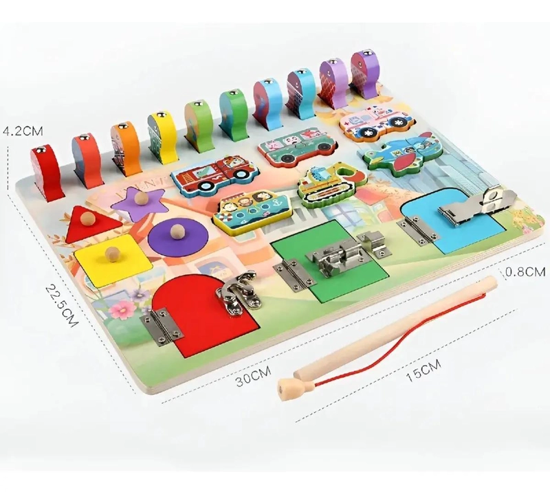 TABLERO DE PESCA Y ENCAJE MONTESSORI PARA NIÑOS - 5