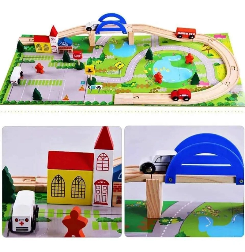 PISTA DE AUTO DE MADERA DIDACTICA PARA NIÑOS - 2