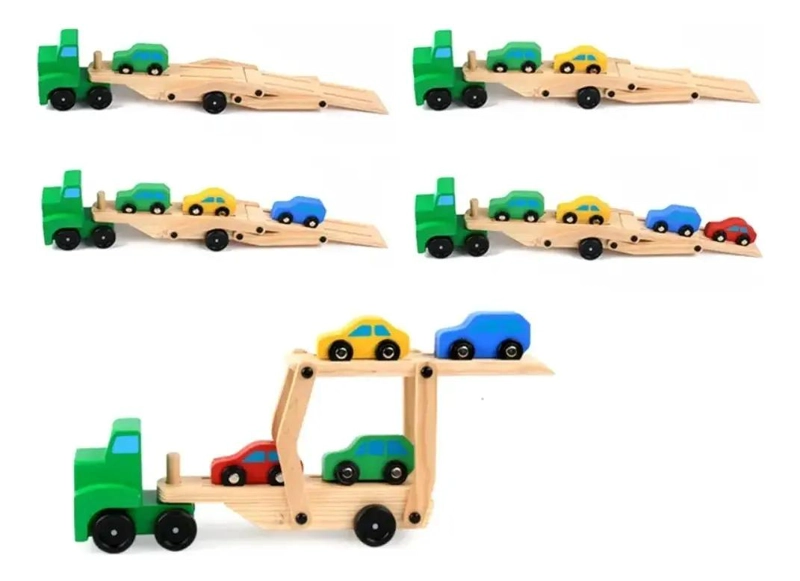 CAMION TRANSPORTADOR DE AUTITOS DE MADERA JUGUETE DIDACTO - 3