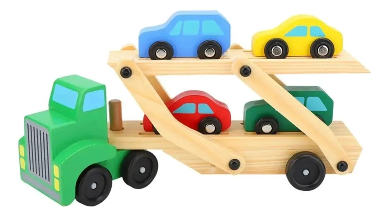 CAMION TRANSPORTADOR DE AUTITOS DE MADERA JUGUETE DIDACTO - 5