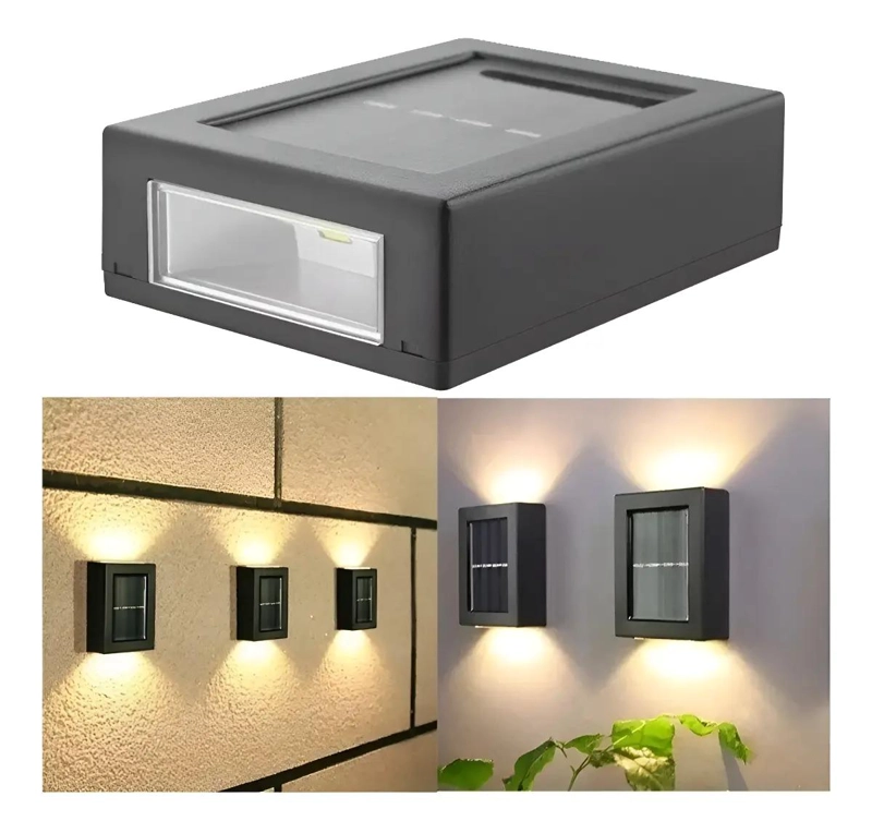 PACK 2 FOCOS LED SOLARES PARA PARED EXTERIOR LUZ FRIA - 1