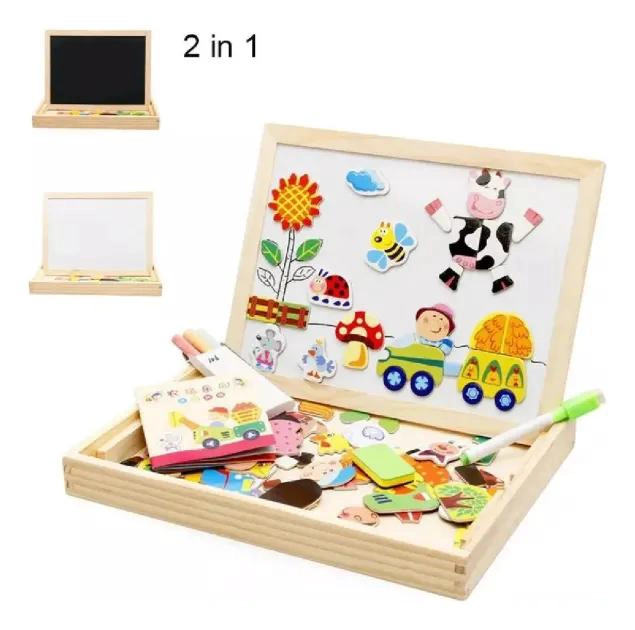 PIZARRA MAGNE TICA 2 EN 1 PARA NIÑOS CON MADERA - 3