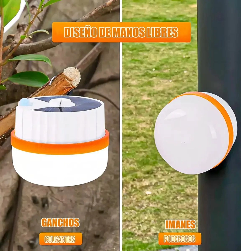 LAMPARA SOLAR LED RECARGABLE PARA CAMPING BLANCA - 3