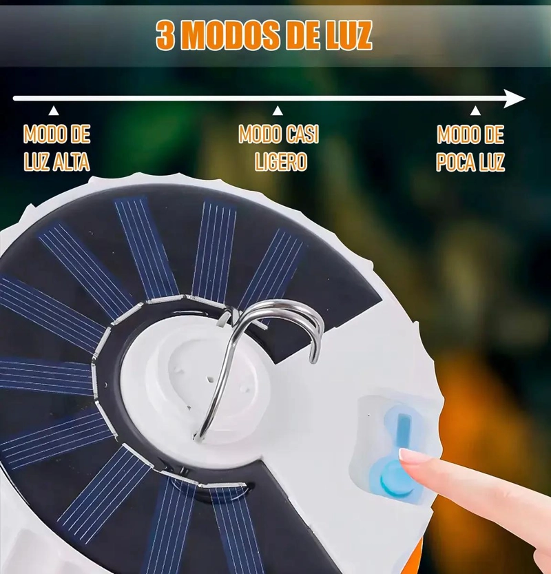 LAMPARA SOLAR LED RECARGABLE PARA CAMPING BLANCA - 5
