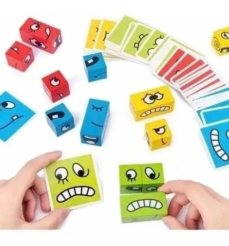 JUEGO DIDACTICO DE BLOQUES DE MADERA CON EXPRESIONES - 1